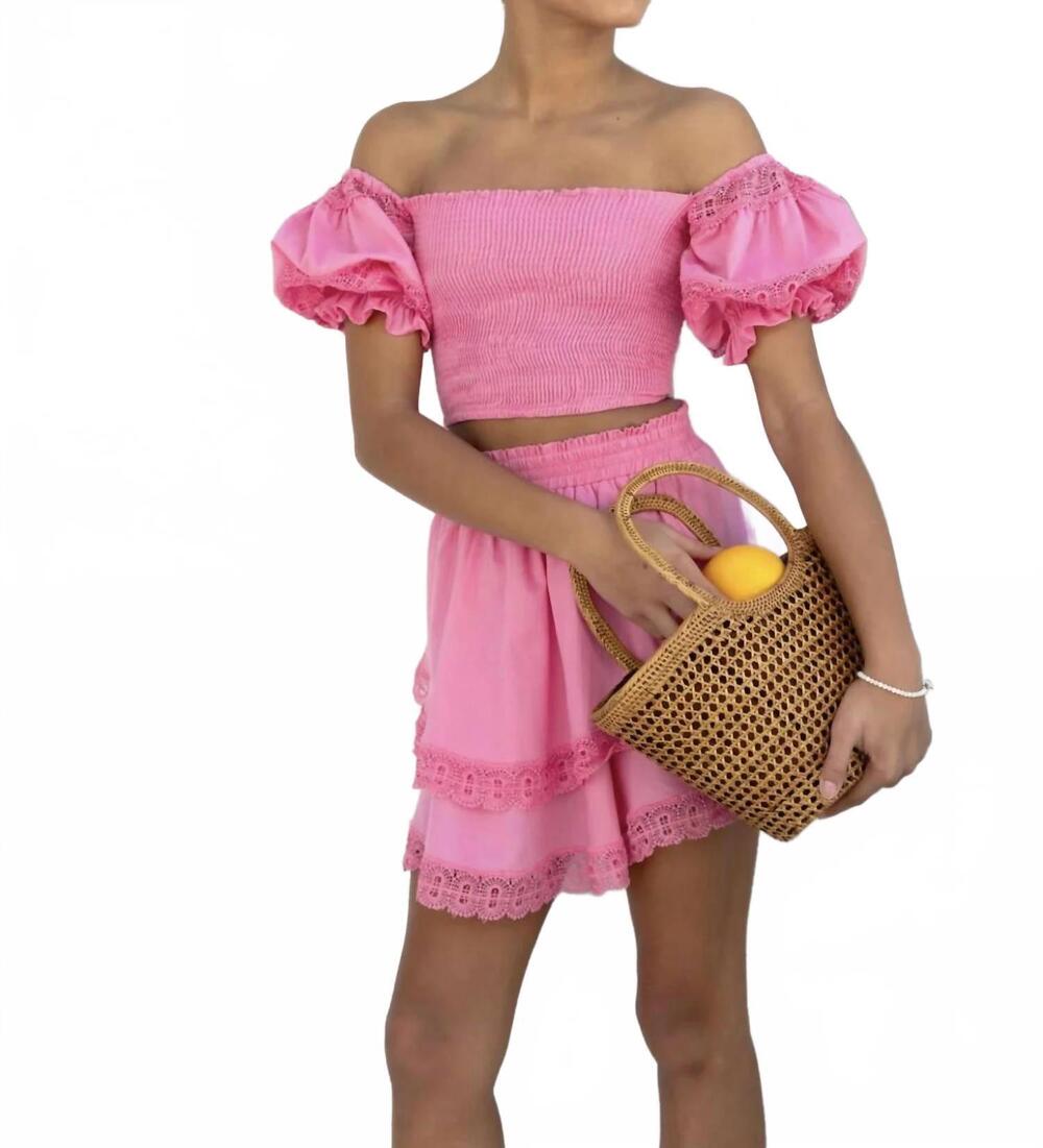 NEW PEIXOTO simone skirt set in precious pink